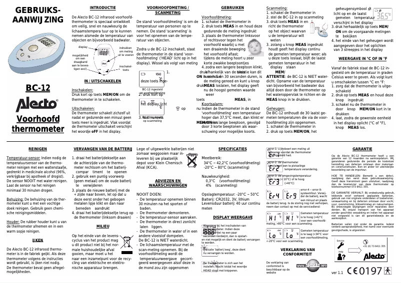 Page n°1 - Manuel utilisateur Alecto BC-12