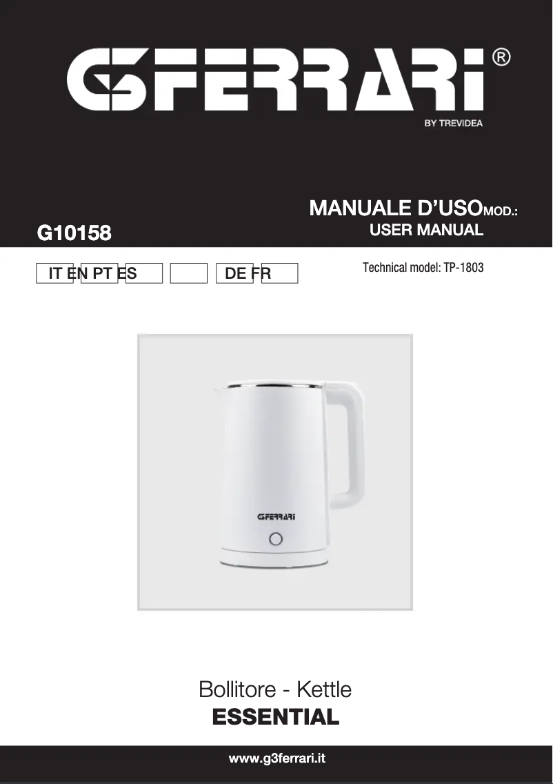 Page 1 de la notice Manuel utilisateur G3 Ferrari Essential G10158