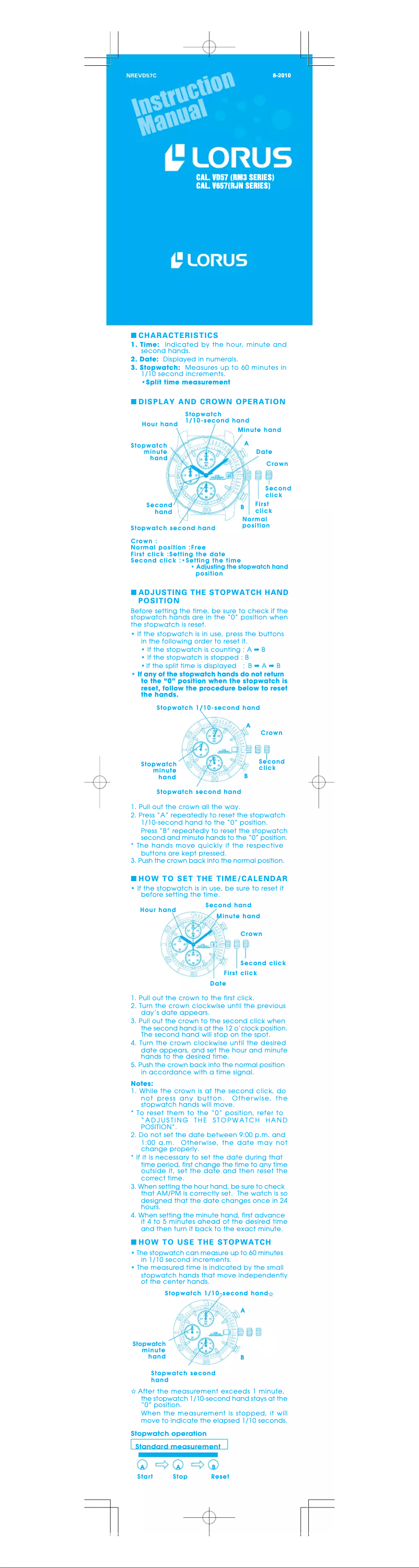 Page n°1 - Manuel utilisateur Lorus Dress RM311GX9