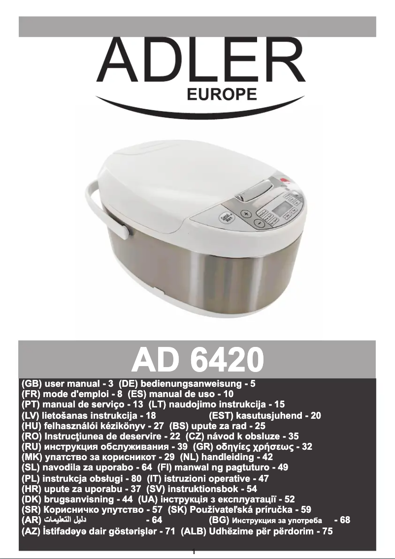 Page n°1 - Manuel utilisateur Adler AD 6420