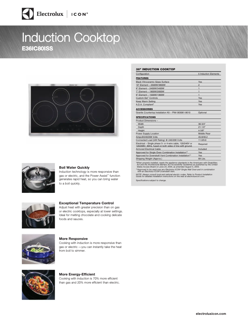 Page n°1 - Fiche technique Electrolux E36IC80ISS