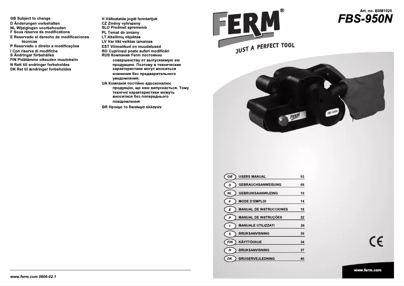 Página 1 del manual Manual de usuario Ferm FBS-950N