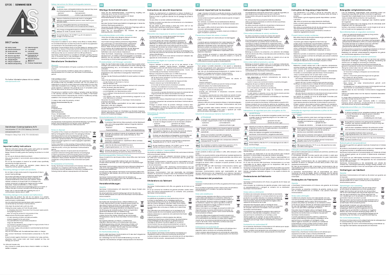 Page 1 de la notice Manuel utilisateur Sennheiser IMPACT SDW 30 HS