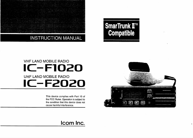 Image de la première page du manuel de l'appareil IC-F1020