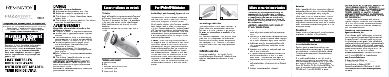 Page 1 de la notice Manuel utilisateur Remington FuzzAway Fabric Shaver RTFS2