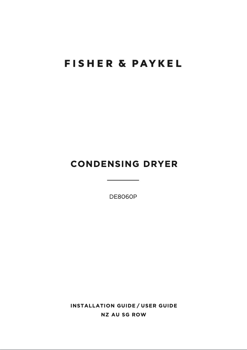 Page 1 de la notice Manuel utilisateur Fisher & Paykel DE8060P2