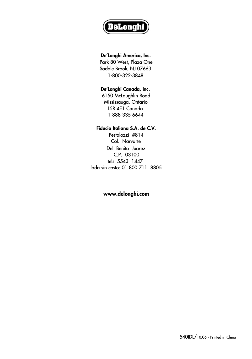 Page n°1 - Manuel utilisateur DeLonghi DC514T