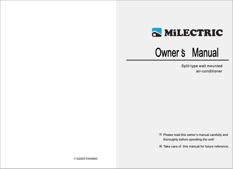 Page 1 de la notice Manuel utilisateur Milectric AA12HC