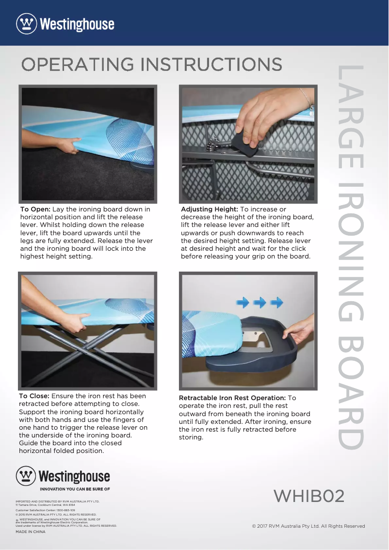 Page 1 de la notice Manuel utilisateur Westinghouse WHIB02