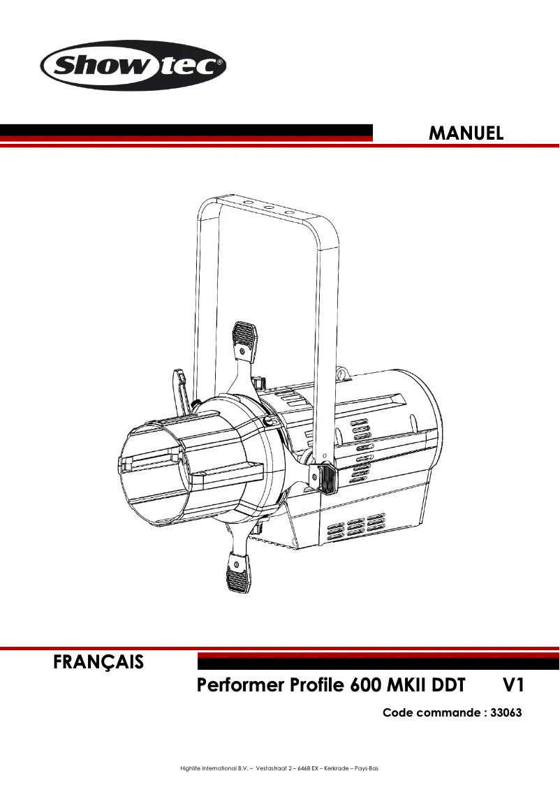 Page 1 de la notice Manuel utilisateur Showtec Performer Profile 600 DDT