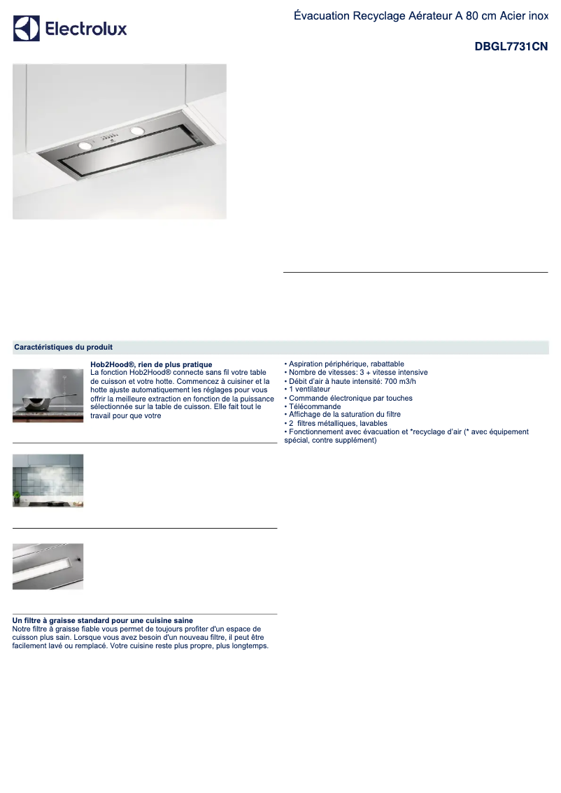 Page n°1 - Fiche technique Electrolux DBGL7731CN