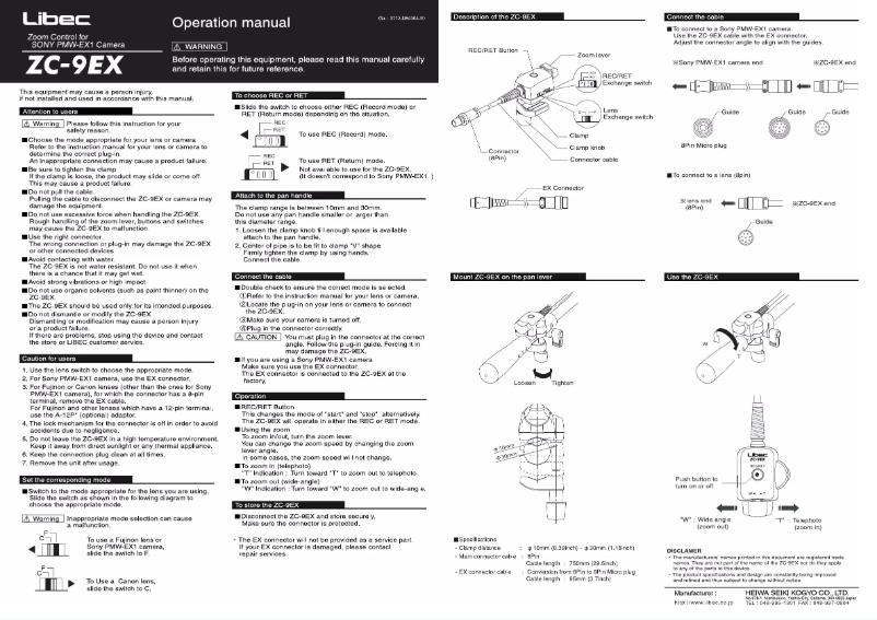 Page 1 de la notice Manuel utilisateur Libec ZC-9EX