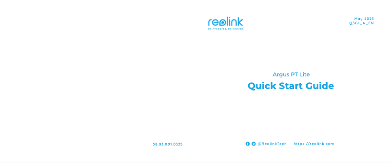 Page 1 de la notice Manuel utilisateur Reolink Argus PT Lite