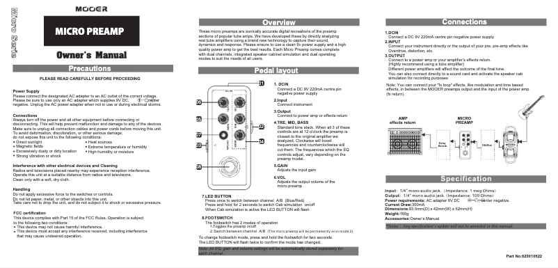 Page 1 de la notice Manuel utilisateur Mooer Cali-Dual 011