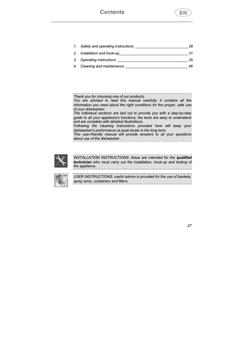 Page 1 de la notice Manuel utilisateur Teka DW7-45 S2