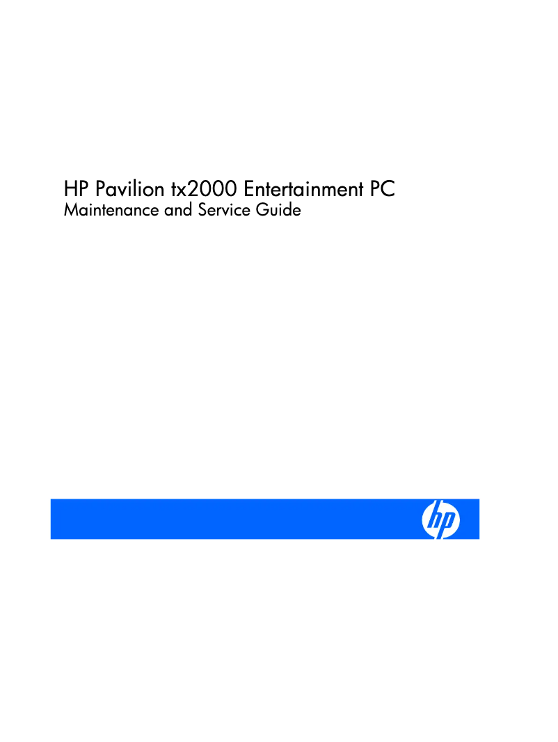 Page 1 de la notice Manuel utilisateur HP Pavilion tx2000