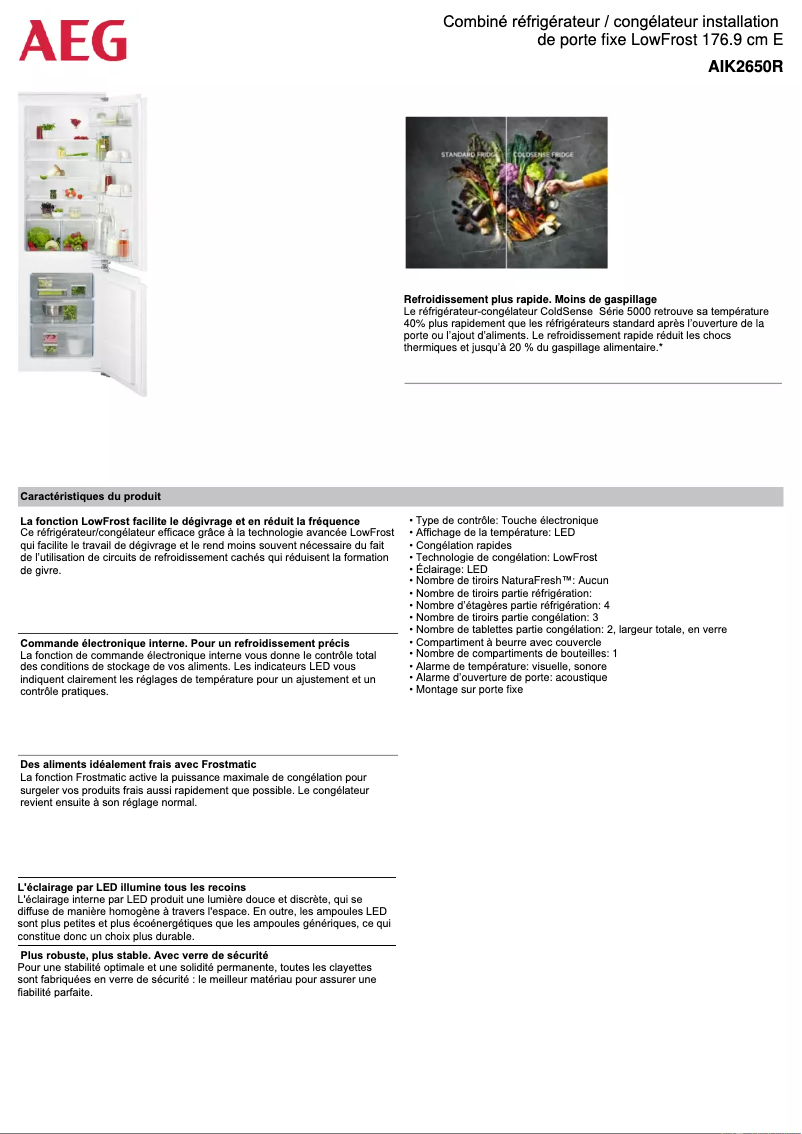 Page n°1 - Fiche technique AEG AIK2650R