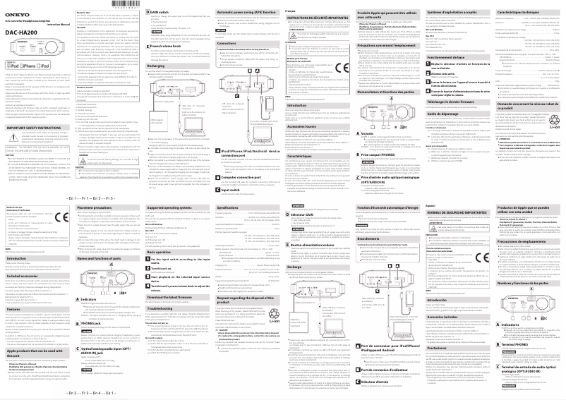Page n°1 - Manuel utilisateur Onkyo DAC-HA200