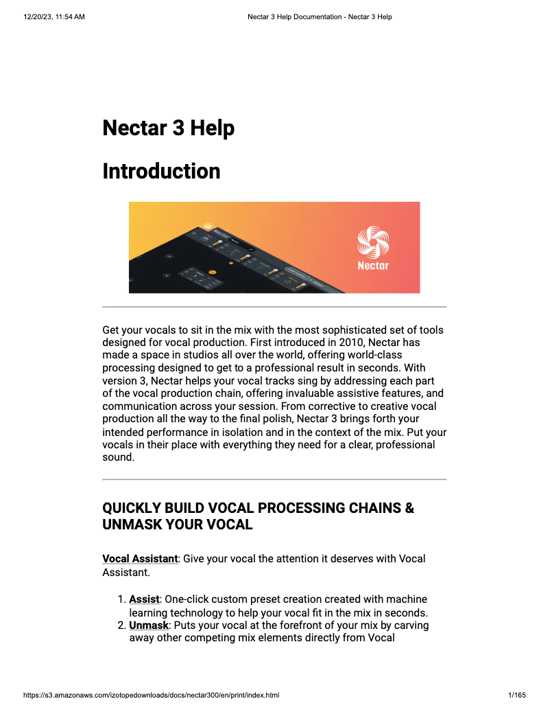 Page n°1 - Manuel utilisateur iZotope Nectar 3 Plus
