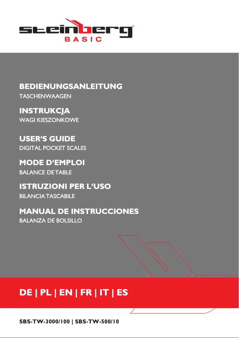 Image de la première page du manuel de l'appareil SBS-TW-3000/100