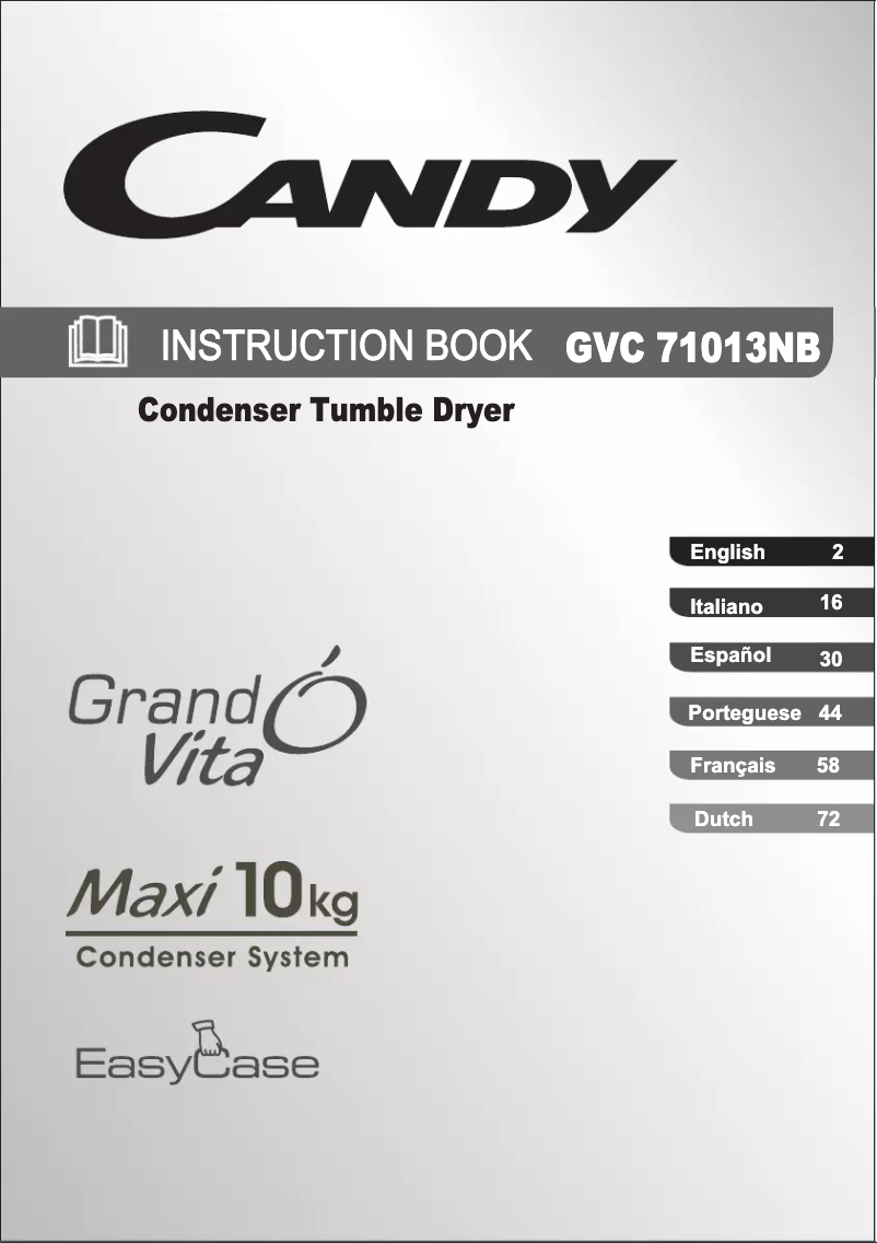 Page n°1 - Manuel utilisateur Candy GVC 71013NB-S