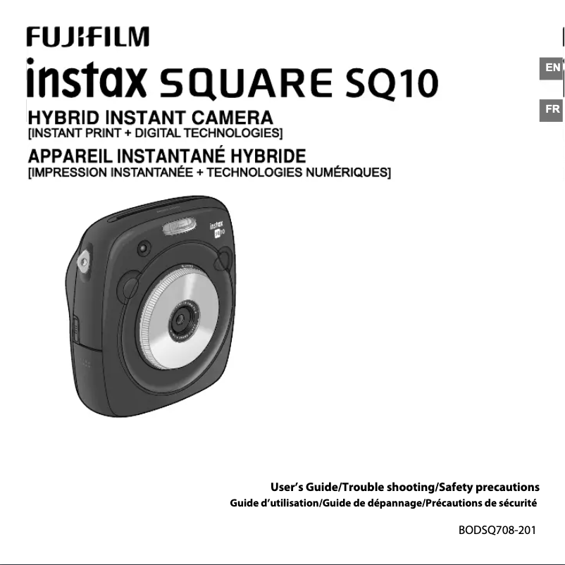 Image de la première page du manuel de l'appareil Instax Square SQ10