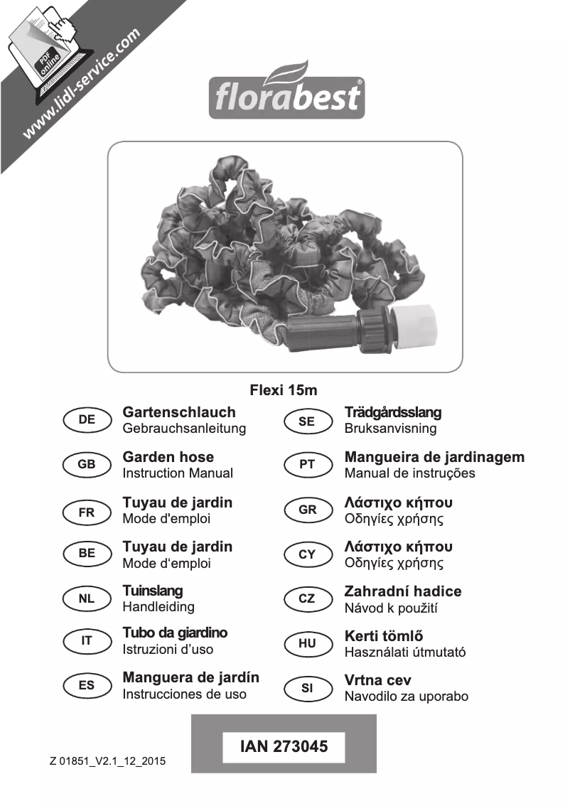 Page 1 de la notice Manuel utilisateur Florabest HG00378