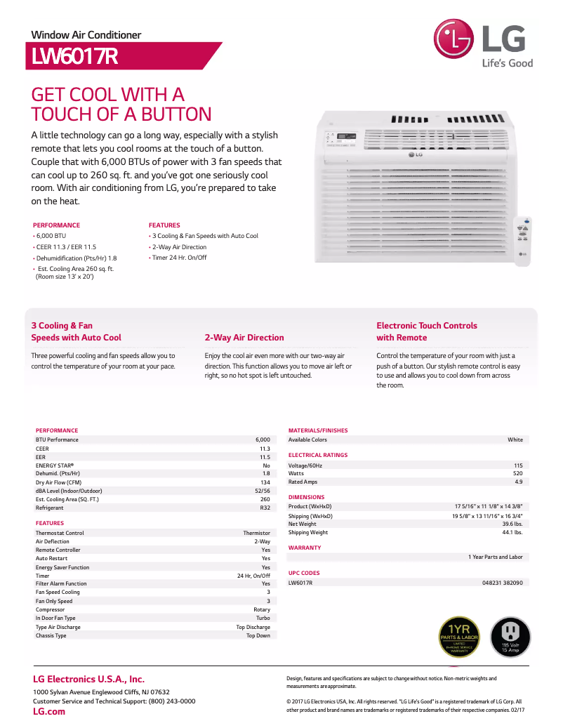 Image de la première page du manuel de l'appareil LW6017R