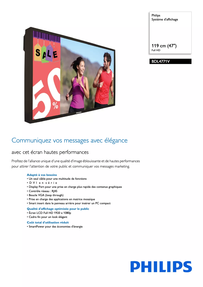 Page n°1 - Fiche technique Philips BDL4771V