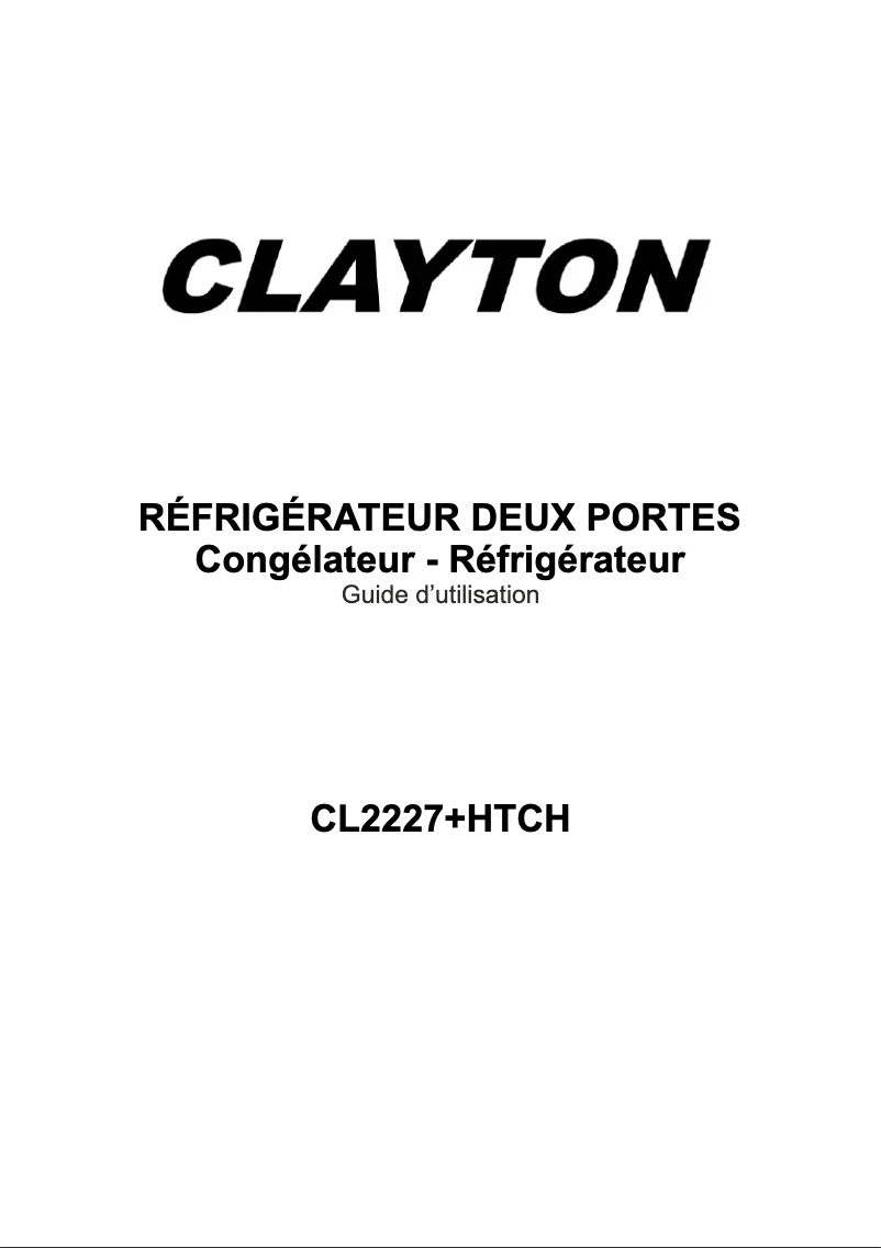 Page n°1 - Manuel utilisateur Clayton CL2227+HTCH