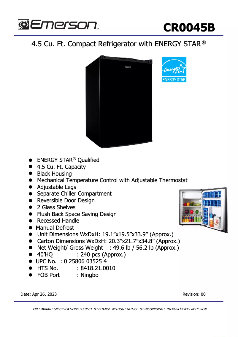 Image de la première page du manuel de l'appareil CR0045B