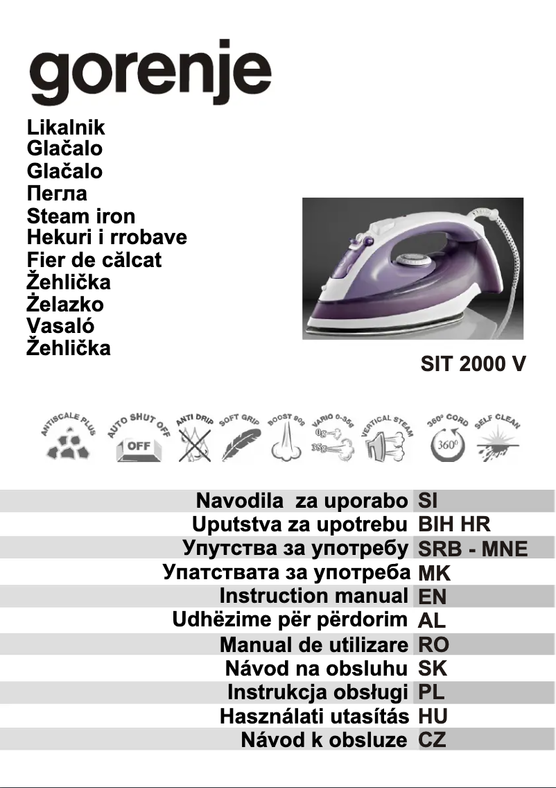 Página 1 del manual Manual de usuario Gorenje SIT2000V