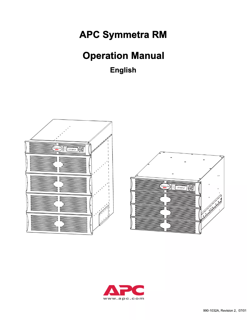 Page n°1 - Manuel utilisateur APC Symmetra RM