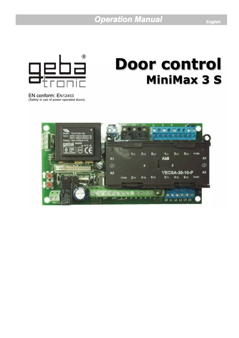 Page n°1 - Manuel utilisateur Geba Tronic DC MiniMax 3 S