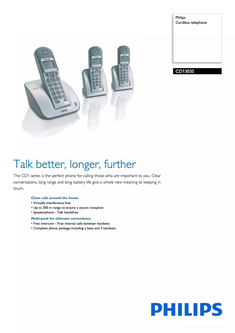 Página 1 del manual Ficha técnica Philips CD1303S