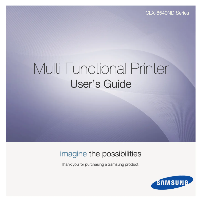 Page 1 de la notice Manuel utilisateur Samsung CLX-8540ND