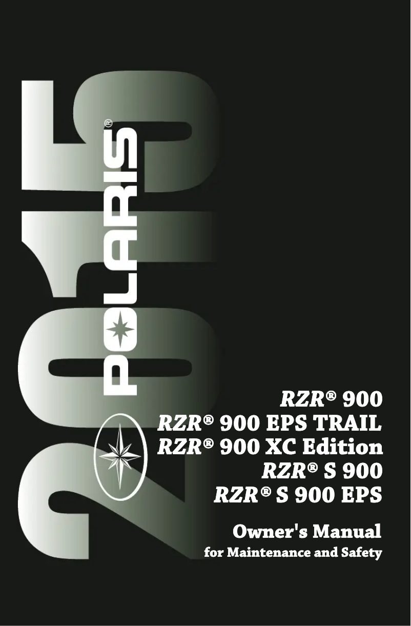 Page 1 de la notice Manuel utilisateur Polaris RZR 900 EPS Trail (2015)