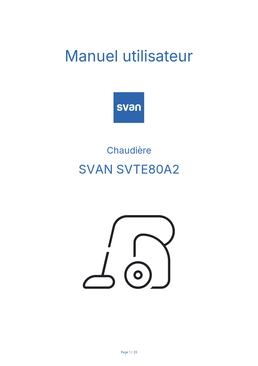 Page n°1 - Manuel utilisateur SVAN SVTE80A2