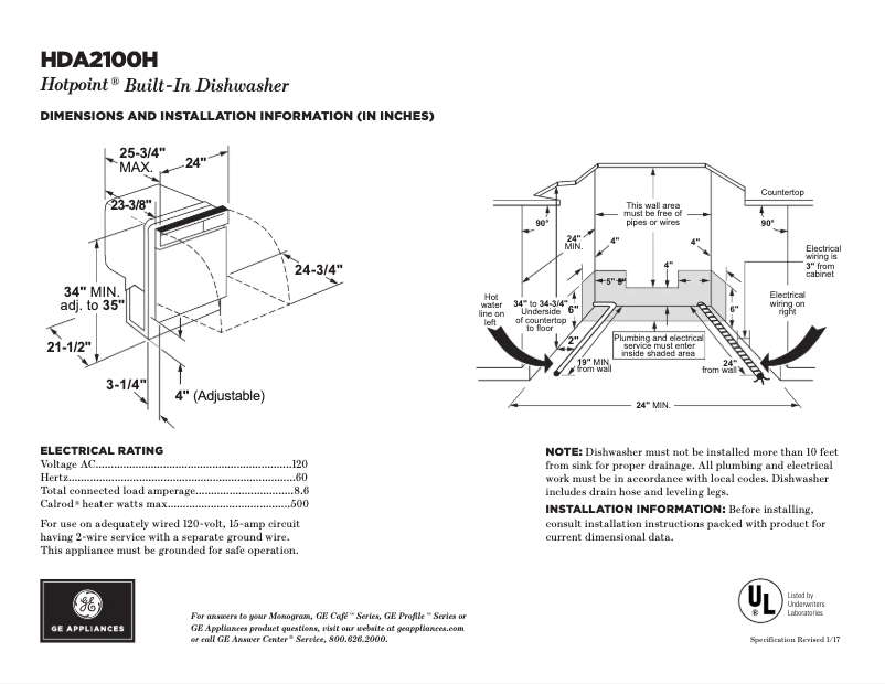 Page 1 de la notice Fiche technique Hotpoint HDA2160HSS
