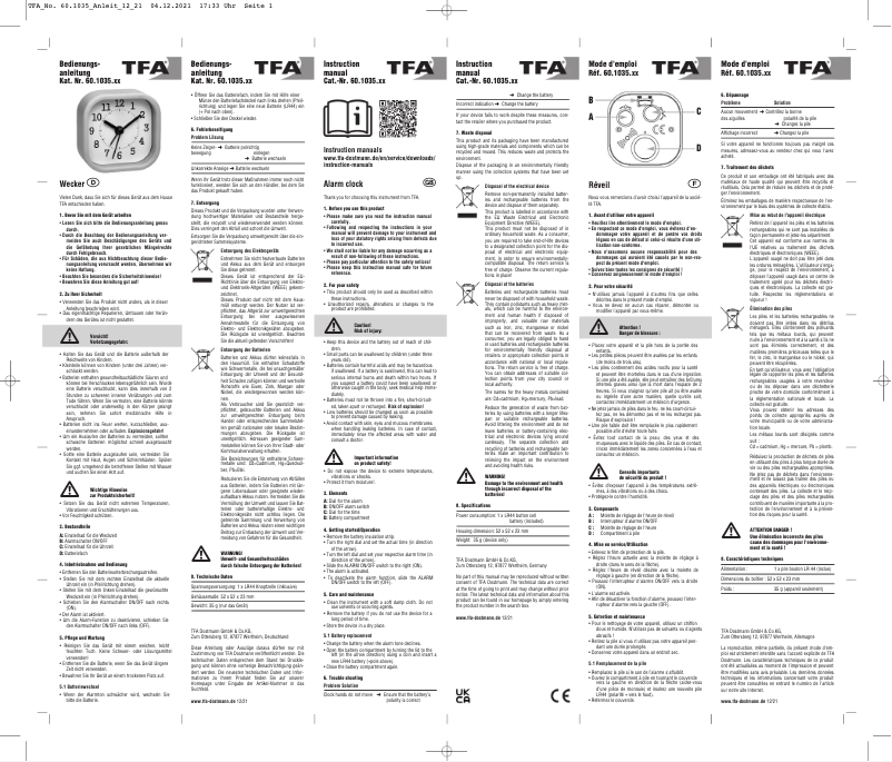 Page 1 de la notice Manuel utilisateur TFA 60.1035.04