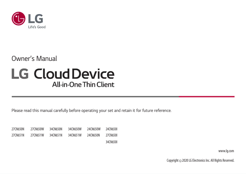 Page n°1 - Manuel utilisateur LG 27CN650I