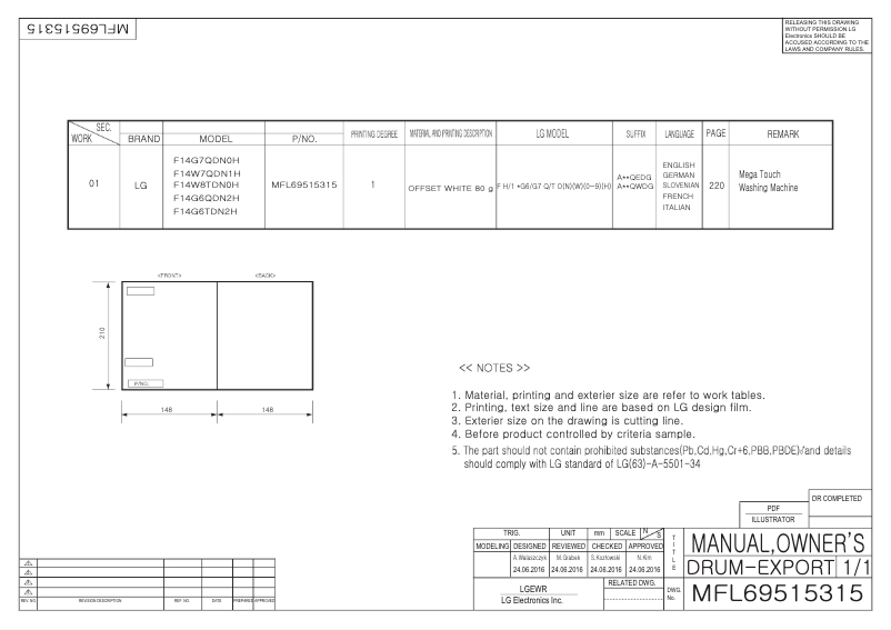 Page n°1 - Manuel utilisateur LG F1496QD3HT