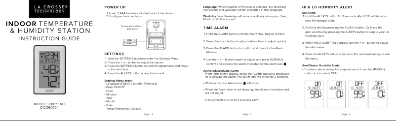 Page 1 de la notice Manuel utilisateur La Crosse Technology 308-1911V2