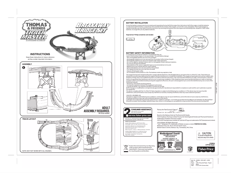Page 1 de la notice Manuel utilisateur Mattel CDB59