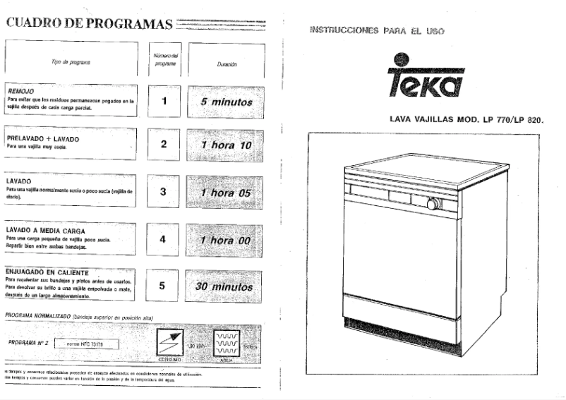 Page 1 de la notice Manuel utilisateur Teka LP 770 B