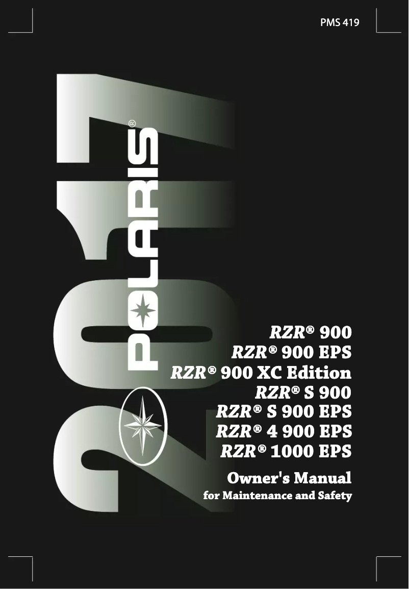 Image de la première page du manuel de l'appareil RZR 4 900 EPS (2017)