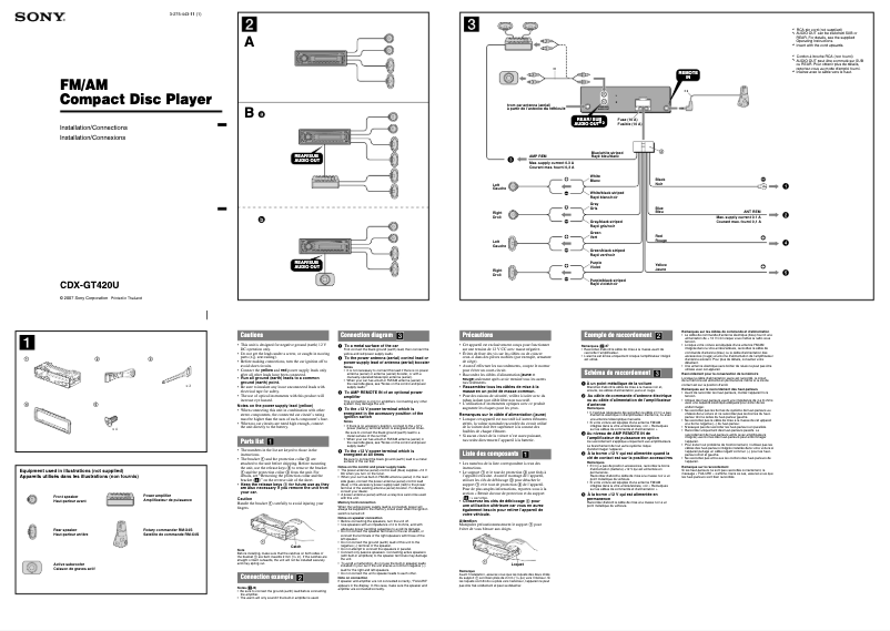Image de la première page du manuel de l'appareil CDX-GT420U