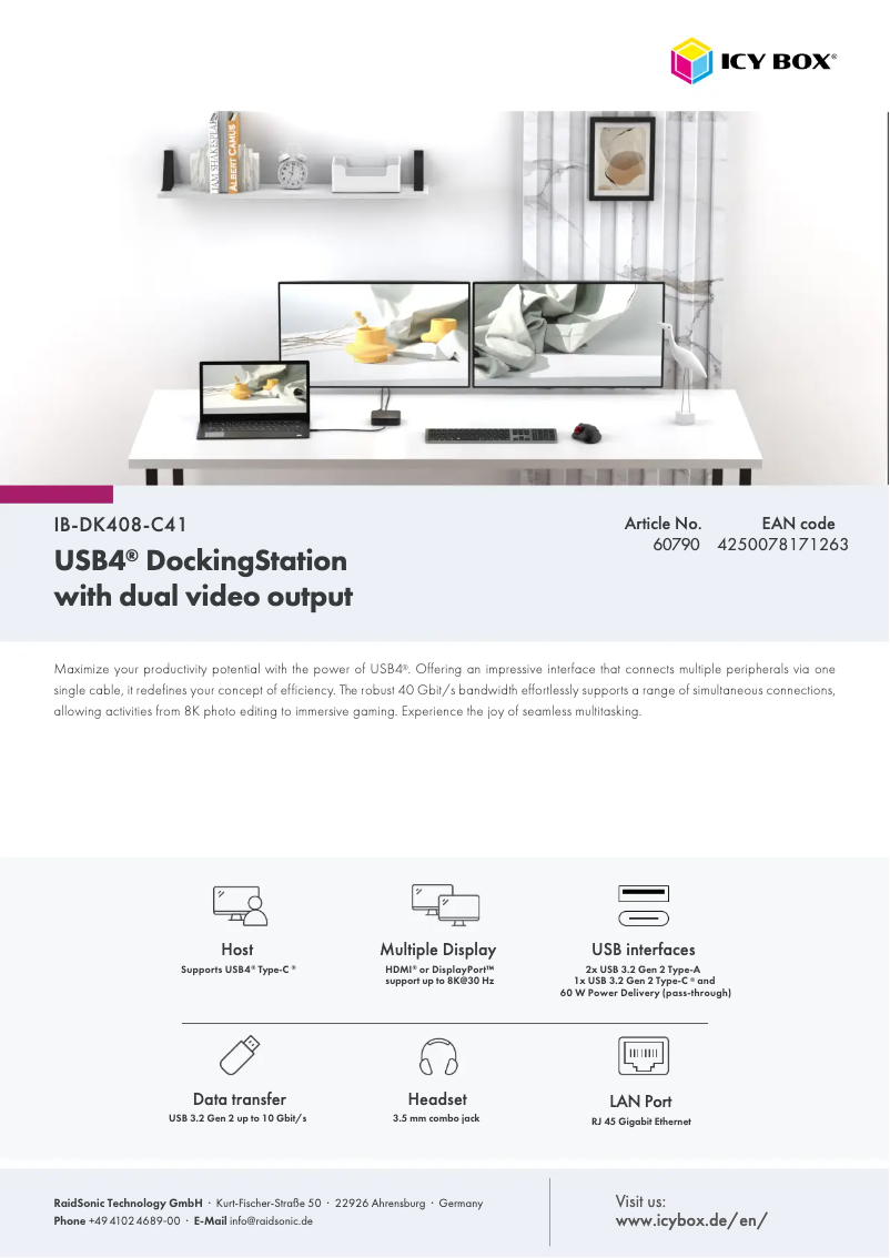 Page n°1 - Fiche technique Icy Box IB-DK408-C41