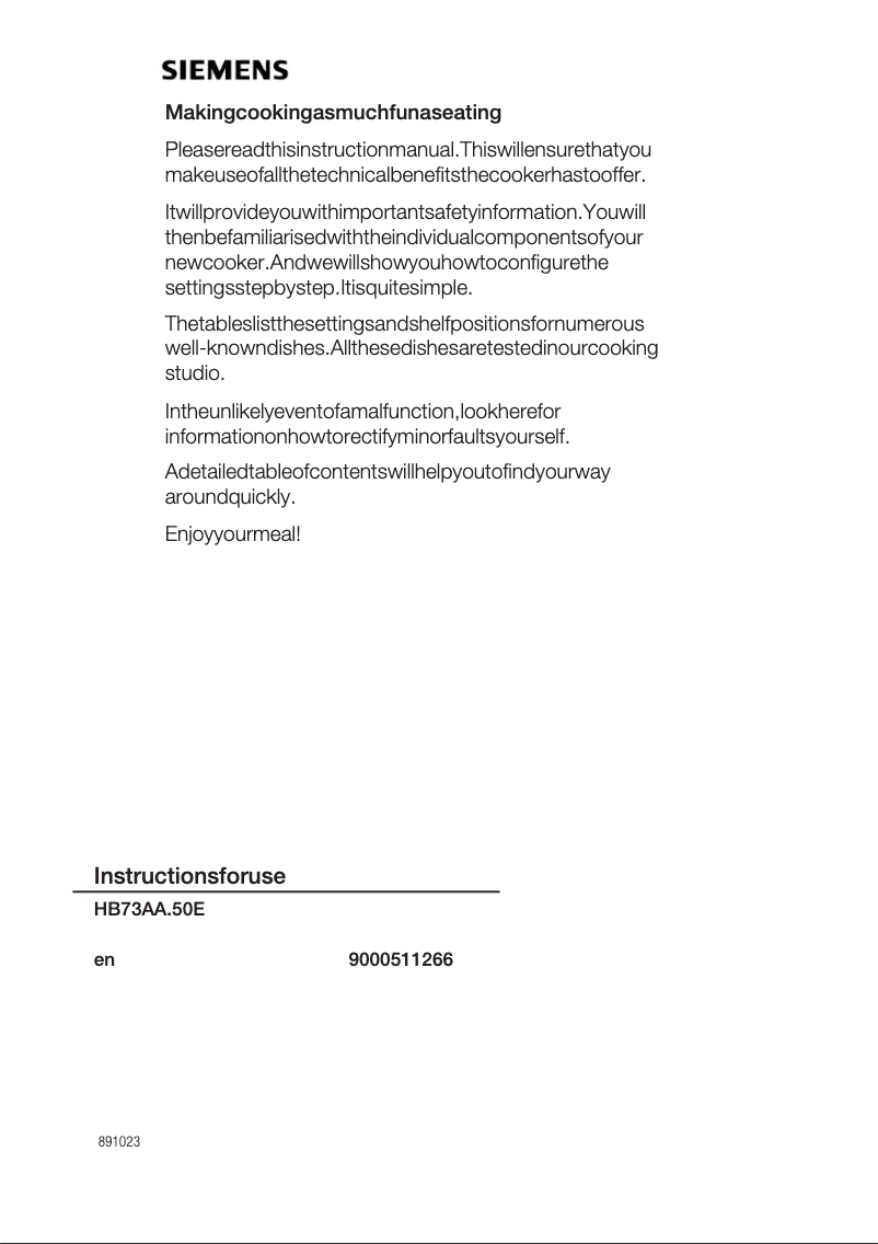 Image de la première page du manuel de l'appareil HB73AA550E