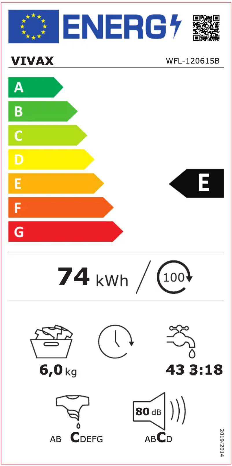 Page 1 of the manual Energy Label Vivax WFL-120615B